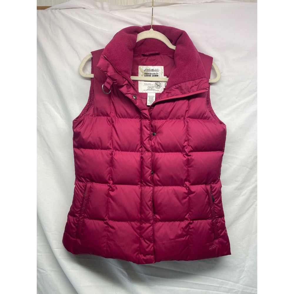 Eddie Bauer Goose Down Puffer Vest Magenta Pink Womens Small 700 Fill -Excellent